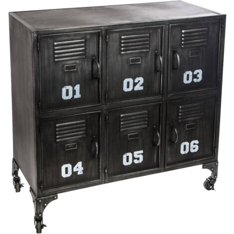 schwarzer 6-türiger Schrank Sevin - Metall
