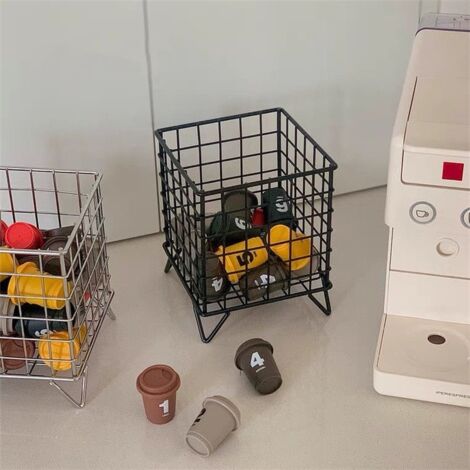 Schwarzer Aufbewahrungskorb aus Edelstahlgewebe zur Organisation von Büro, Zuhause und Schlafzimmer