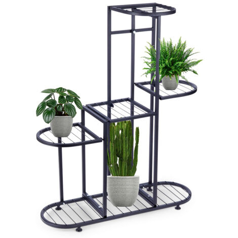 Schwarzer Blumenständer aus Metall, 5-stöckig, 84,5 cm