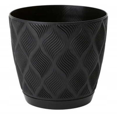 Schwarzer Blumentopf 11,8x12,8cm ECO Classic Kunststoff mit Flow Petit Untertasse