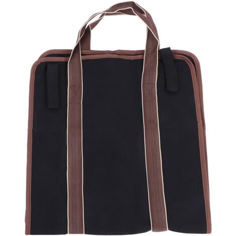 Schwarzer Brennholz-Tragesack aus 600D Oxford-Gewebe, ideal für Kamin und Außenbereich