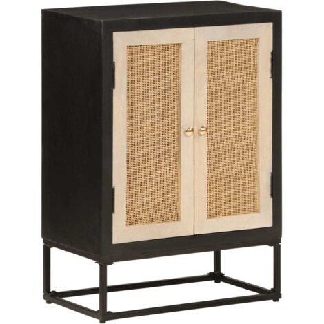 Schwarzer Buffet 55x30x76 cm aus massivem Mangoholz und Eisen