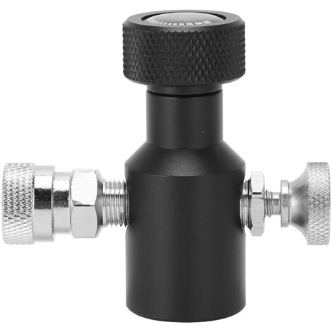 Schwarzer CO2-Nachfülladapter G1/2-14 mit ASA-Entgasungsventil und 8-mm-Schnellanschluss (Innengewinde)