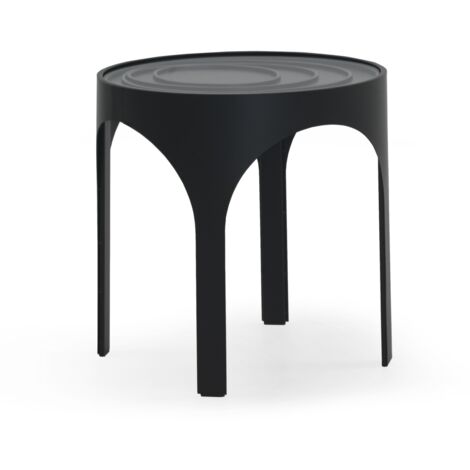 Schwarzer Couchtisch aus Metall mit Glasplatte