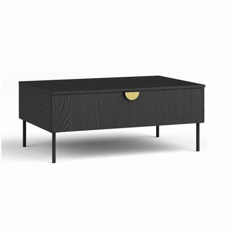 Schwarzer Couchtisch mit goldenem Griff und Klappe - Kollektion MONDO