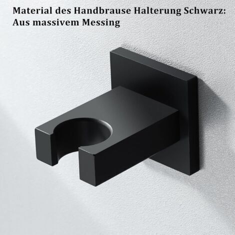 Schwarzer Duschkopfhalter, Duschkopfhalter aus Messing, Wandmontierter Duschkopfhalter, Duschkopfhalter zur Montage durch Bohren von Löchern