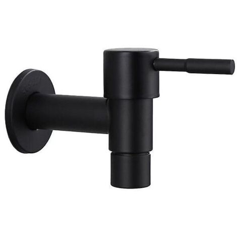 Schwarzer Edelstahl-Außenwasserhahn, für Garten, Wandmontage, für Badezimmer, Waschmaschine, Badewanne, Toilette, Wischmopp, Schwimmbad (Waschmopp)