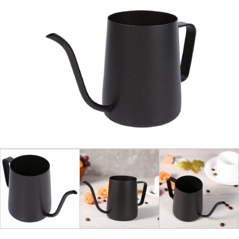 Schwarzer Edelstahl-Filterkaffeebereiter mit langem, dünnem Ausguss (350 ml)