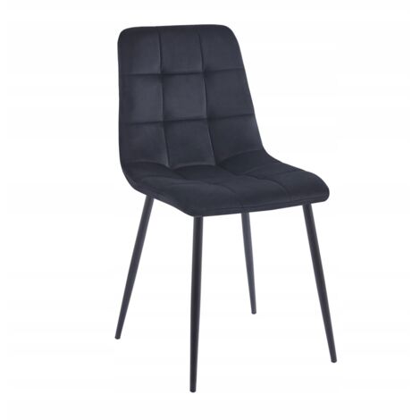 Schwarzer, gesteppter Samtstuhl „Glamour Simple“ von Classic Furnitex
