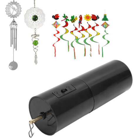 Schwarzer, hängender Rotationsmotor für Windspiele mit Clip und Aufhänger – Gartendekorationszubehör mit Clip und Aufhänger – Rotationsmotor aus Kunststoff und Metall für 30 U/min