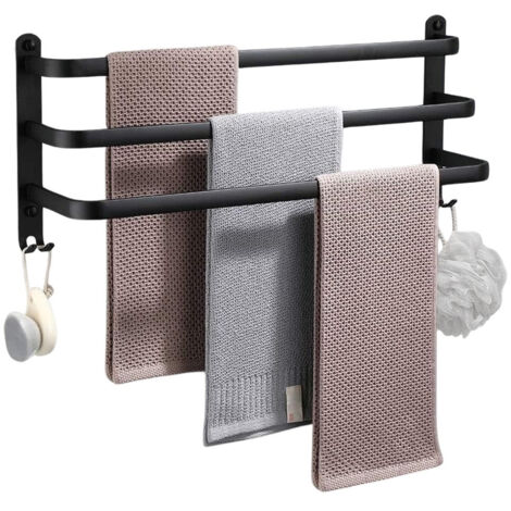 Schwarzer Handtuchhalter aus Aluminium 50 cm