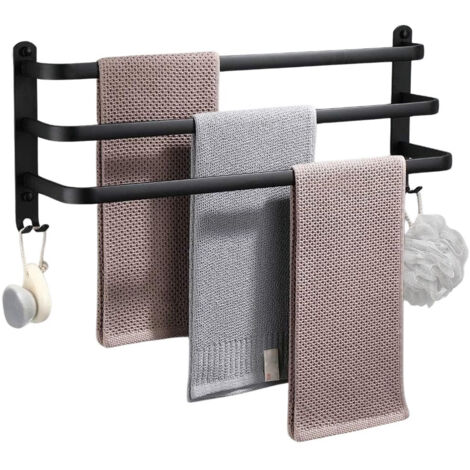 Schwarzer Handtuchhalter aus Aluminium 60 cm