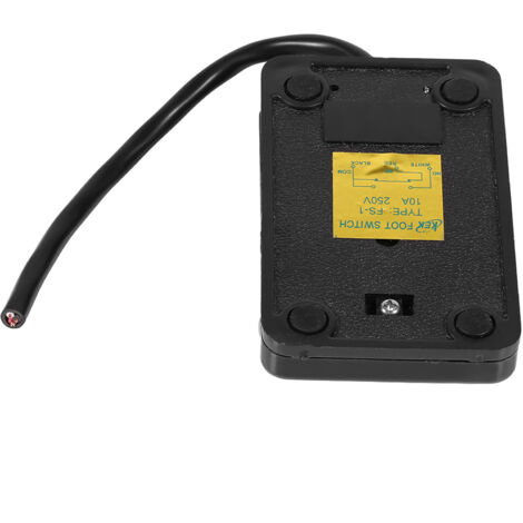 Schwarzer Kunststoff-Fußschalter (220 V/380 V) zum Ein- und Ausschalten mit 10 cm Kabel