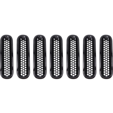 Schwarzer Maschengrill für die vordere Stoßstange, 7-teilig, passend für Jeep Wrangler JK 2007 – 2017