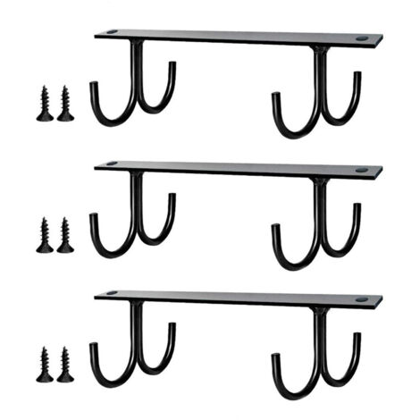 Schwarzer Metall-Tassenhalter – Küchenregal mit 3 Haken – Maße: 20 x 8 x 5,5 cm