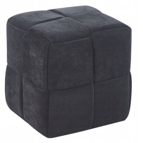Schwarzer quadratischer Pouf, 38x38 cm, geflochten, für den Flur