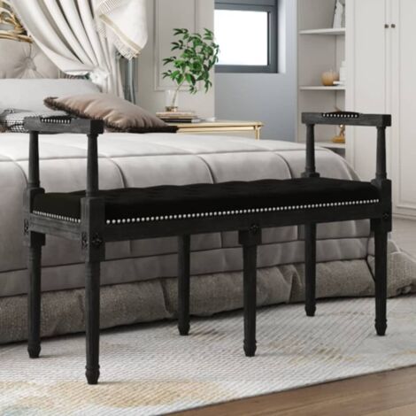 Schwarzer Sitzbank 110x40x70 cm Velours