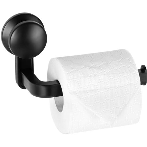 Schwarzer Toilettenpapierhalter mit Saugnapf 16,5 cm