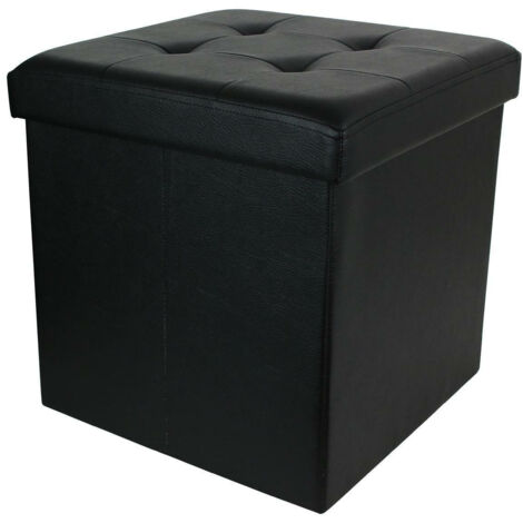 SCHWARZER VELS ECO LEDER FALTBARER HOCKER mit Ablagefach