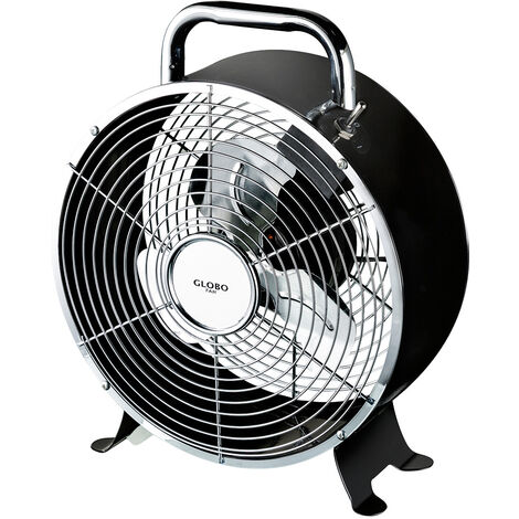 Schwarzer Ventilator VENTI mit 3 Rotorflügel, Schutzgitter,Schalter & 1,5m Kabel