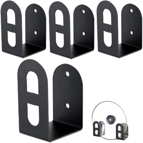 Schwarzer, wandmontierter Topfdeckelhalter, 4-teilig, Edelstahl, Größe L