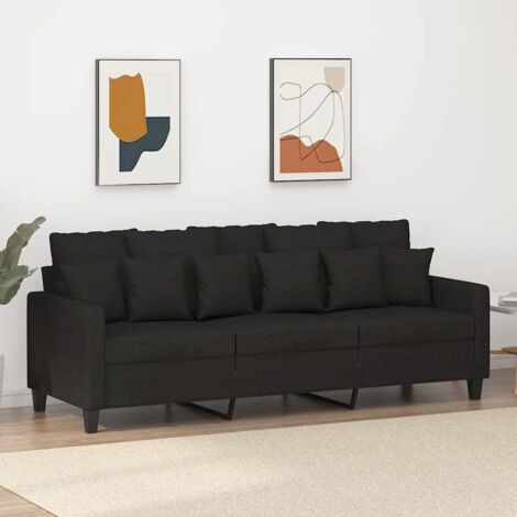 Schwarzes 3-Sitzer Sofa 180 cm Stoff
