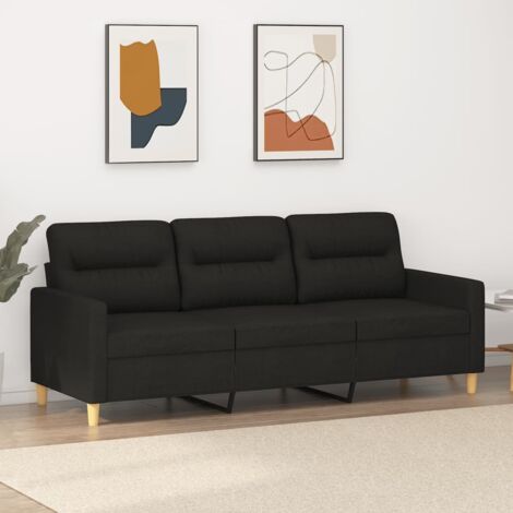 Schwarzes 3-Sitzer Sofa 180 cm Stoff