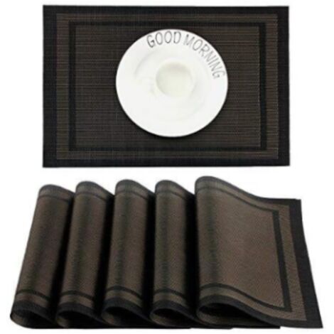 Schwarzes 5-teiliges Esszimmer-Set aus PVC, rutschfest, abwaschbar und hitzebeständig