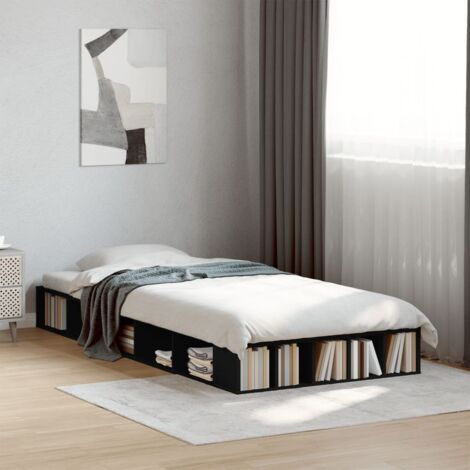 Schwarzes Bettgestell 100x200 cm aus Ingenieurholz