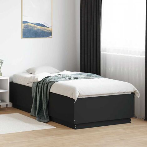 Schwarzes Bettgestell 100x200 cm aus Spanplatte