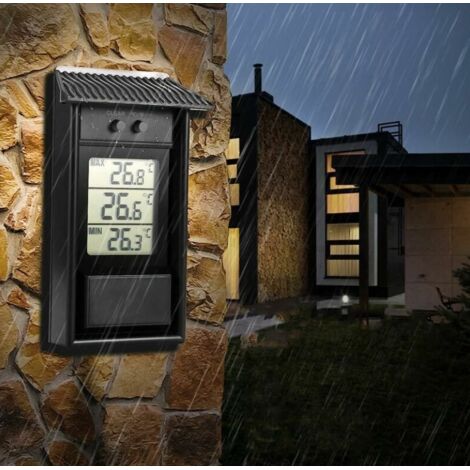 Schwarzes digitales Gewächshaus-Thermometer, wasserdicht, Mindestmaße