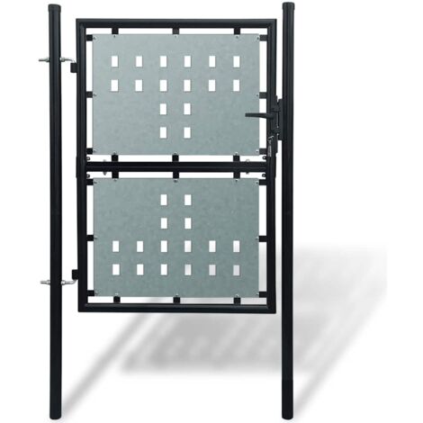 Schwarzes Einzeltor für Zäune 100 x 200 cm