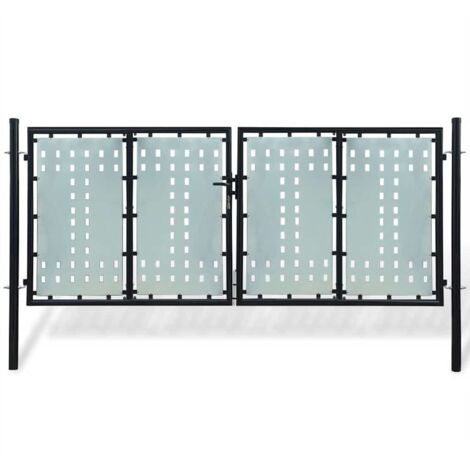 Schwarzes Einzeltor für Zäune 300 x 125 cm