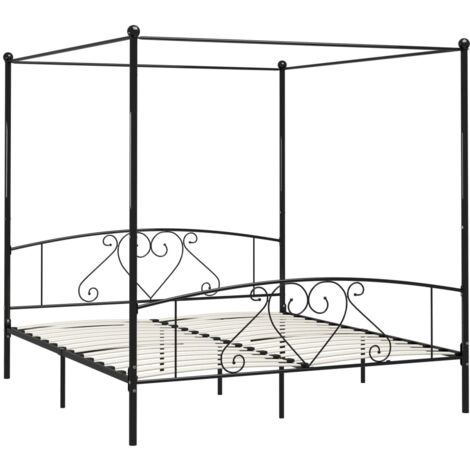 Schwarzes Himmelbett 200x200 cm Metall