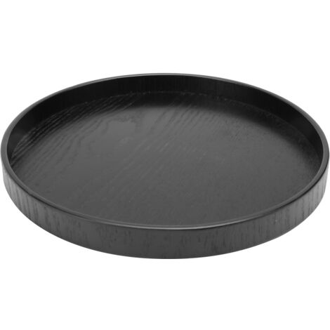 Schwarzes hölzernes Tellerregal für Teestuben, rundes Tablett für Tassen, 24 cm, ideal für Cafés