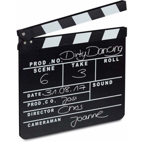 Schwarzes Hollywood Filmklappe Filmklappe Szene Deko Schild HxBxT: 26 x 30 x 30 cm
