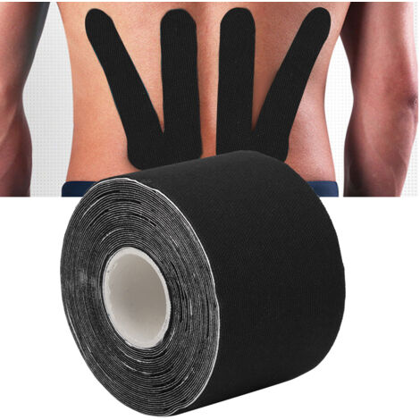 Schwarzes Kinesiologie-Tape zur Muskelunterstützung und Sportregeneration