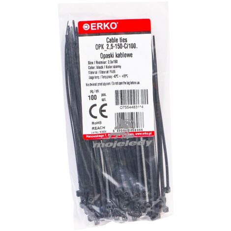 Schwarzes Klemmband OPK 150/2,5 C 100 Stück ERKO