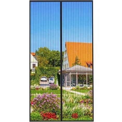 Schwarzes Magnet Fliegengitter Tür 140x240cm Fliegenvorhang Klebestreifen Automatisches Schließen Ultrafeines Netz Einfache Werkzeuglose Installation für Kinder und Haustiere