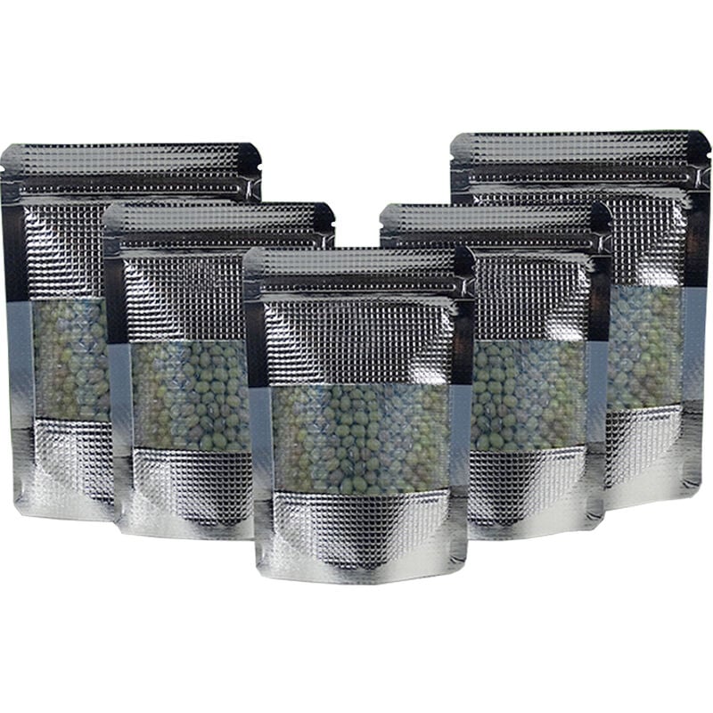 100Pcs Silber Präge Mylar Folie Zip-Lock-Stand Up Tasche mit Matt Fenster Selbst Dichtung Reißen Kerbe Doypack Wiederverschließbaren lebensmittel | 04537366643689