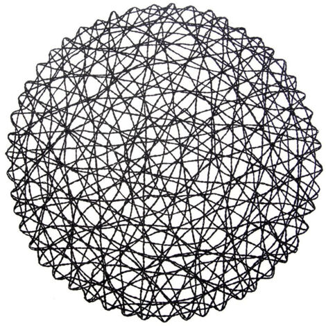 Schwarzes rundes Papiertischset, 35 cm
