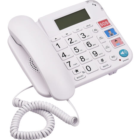 Tosuny Schnurgebundenes Telefon Telefon Großbild Anrufer ID Anzeige Festnetzanschluss mit Freisprechfunktion Telefon für Privatanwender Kein Akku Schwarz 