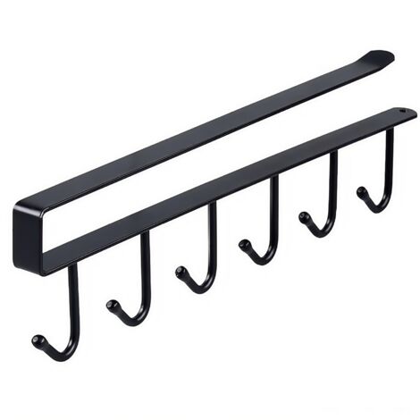 Schwarzes Schrankregal, 27 cm lang, 1 Hakenreihe, Kleiderschrank-Organizer, Küchenhaken ohne Nägel oder Gebrauchsspuren