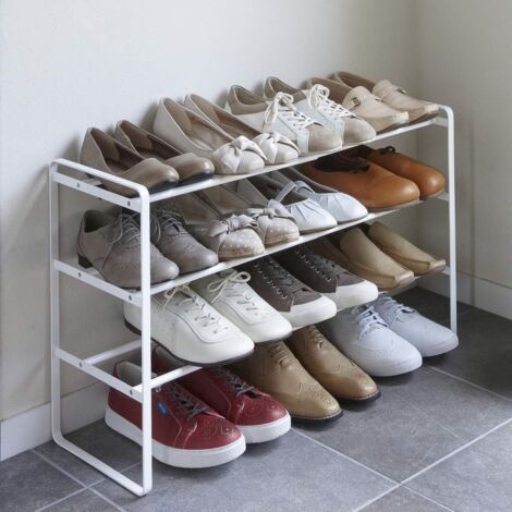 Schwarzes Schuhregal, ausziehbar, 3 Ebenen - L41-70 cm