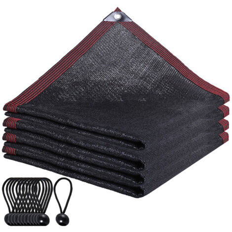 Schwarzes Sonnensegel, 3 x 3 m, 90 % Sonnenschutz, UV-beständiges Netzgewebe, für Garten, Gewächshaus, Hundezwinger, Hof und Pool