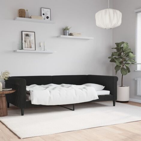 Schwarzes Tagesbett 100x200 cm Velours