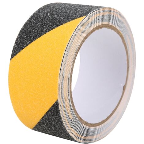 Schwarzes und gelbes, rutschfestes PVC-Klebeband, wasserfest, für Fußböden, 50 mm x 5 m, Sicherheit