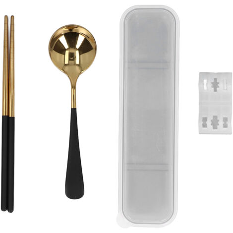 Schwarzes und goldenes Besteckset, elegantes Design mit Hochglanzpolitur, wiederverwendbar und umweltfreundlich