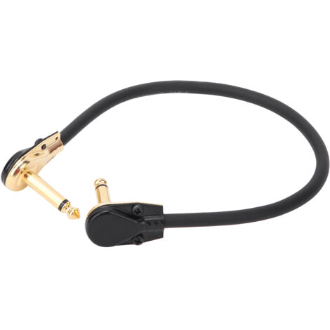 Schwarzes und goldenes Gitarrenpedalkabel mit abgewinkeltem Stecker für Musikinstrumente, 33 cm