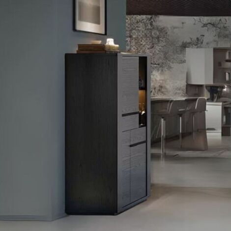 Schwarzes Vitrinenschrank 117x49x157 cm